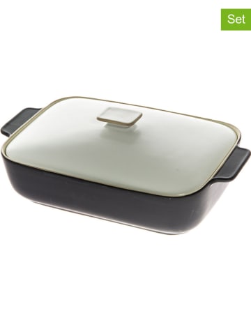 Maku 2tlg.Set: Aufflaufform in Schwarz/ Weiß - (L)36 x (B)21,5 cm