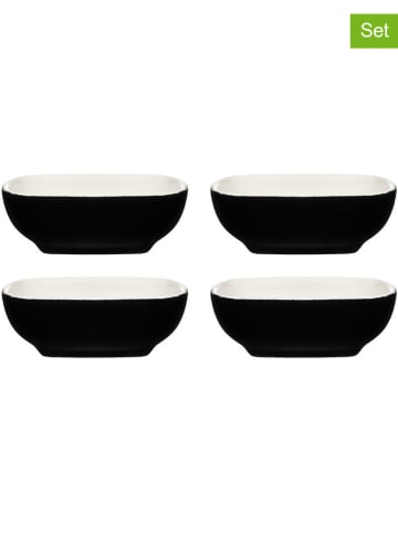 Maku 4-delige set: dipschalen zwart/wit - (H)8,5 cm
