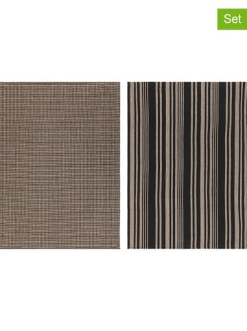 Maku 2er-Set: Geschirrtücher in Beige/ Schwarz - (L)70 x (B)50 cm