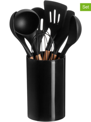Maku 7tlg. Küchenhelfer-Set in Schwarz/ Hellbraun