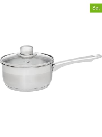 Maku 2-delige set: steelpan met deksel "Basic" zilverkleurig - Ø 16 cm