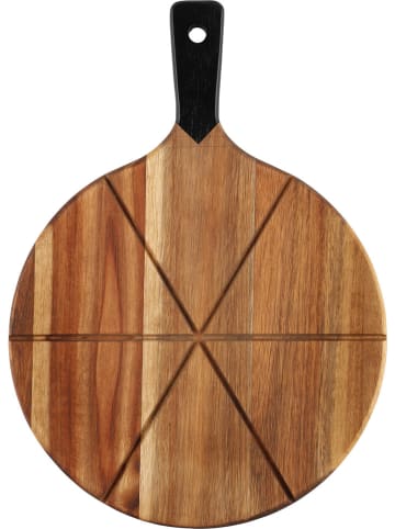 Maku 2tlg. Set: Pizzabrett mit Pizzaschneider in Hellbraun/ Schwarz