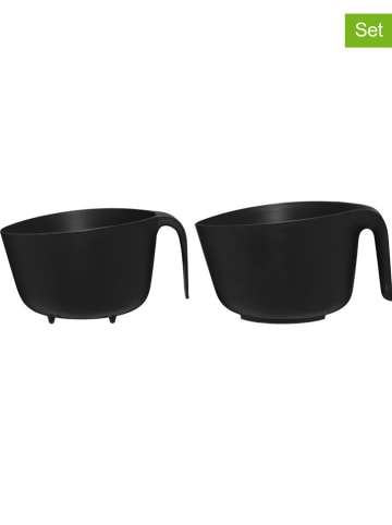 Maku 2tlg.Set: Schüssel mit Sieb in Schwarz - (H)12,8 cm