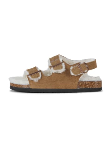 Ilse Jacobsen Leder-Sandalen in Hellbraun/ Creme