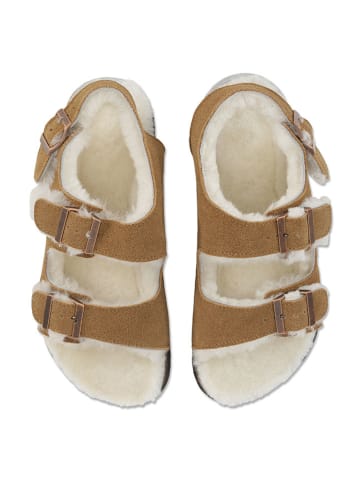 Ilse Jacobsen Leder-Sandalen in Hellbraun/ Creme
