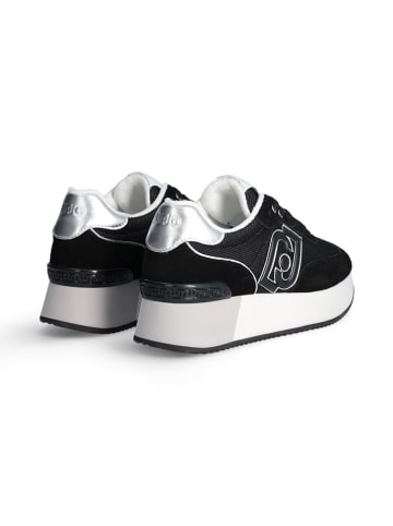 Liu Jo Skórzane sneakersy w kolorze srebrno-czarnym