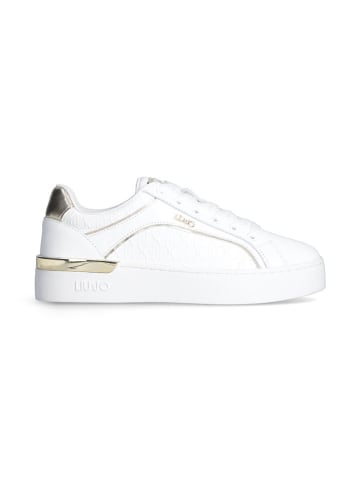 Liu Jo Skórzane sneakersy w kolorze złoto-białym