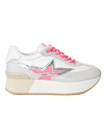 Liu Jo Leder-Sneakers in Weiß/ Pink/ Silber