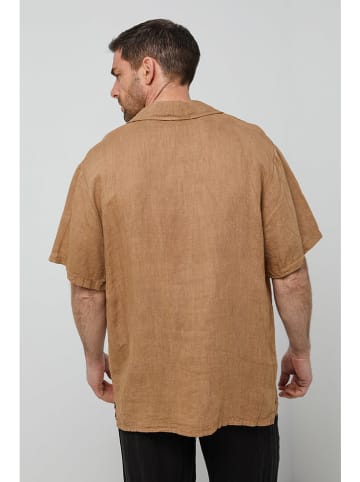 Rodier Lin Leinen-Poloshirt in Camel