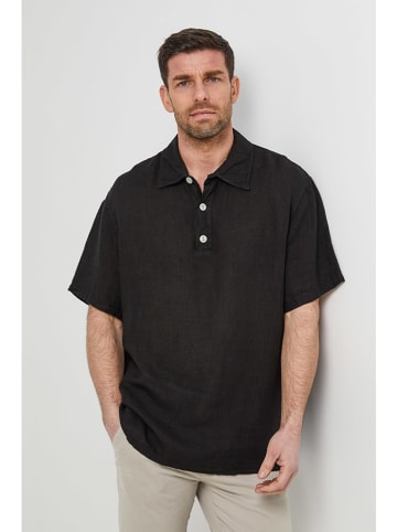 Rodier Lin Leinen-Poloshirt in Schwarz
