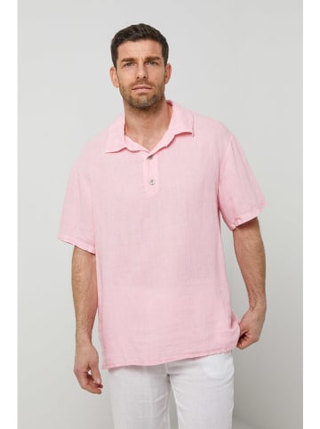 Rodier Lin Leinen-Poloshirt in Rosa