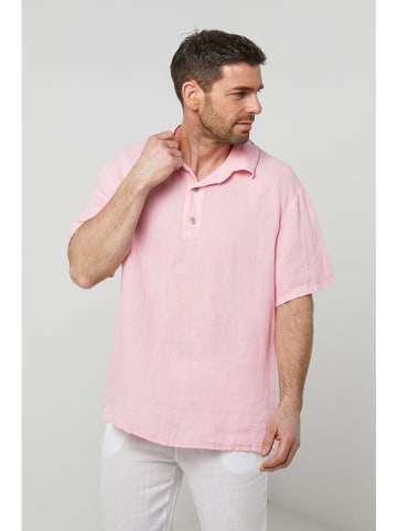 Rodier Lin Linnen poloshirt lichtroze