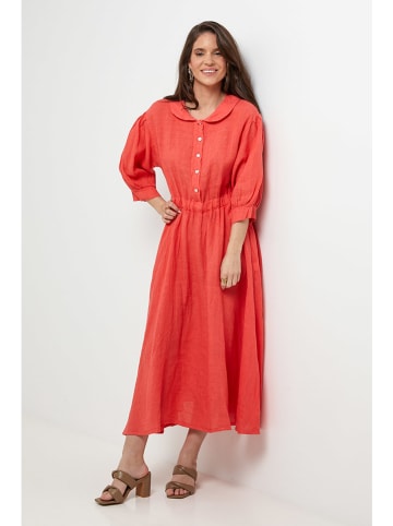 Rodier Lin Leinen-Kleid in Koralle