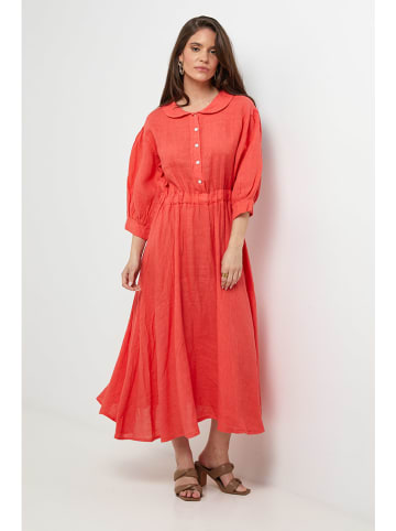 Rodier Lin Leinen-Kleid in Koralle