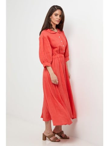 Rodier Lin Leinen-Kleid in Koralle