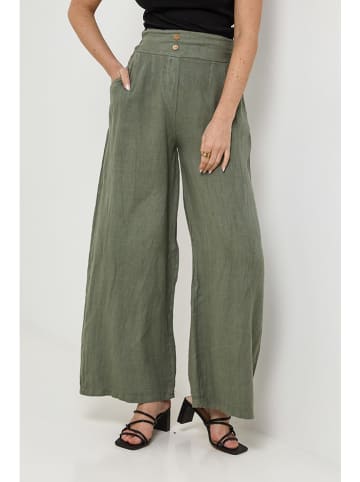 Rodier Lin Lniane spodnie w kolorze khaki