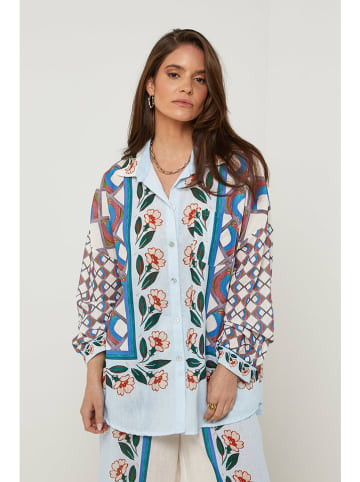 Rodier Lin Linnen blouse lichtblauw/wit