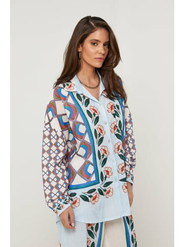 Rodier Lin Linnen blouse lichtblauw/wit