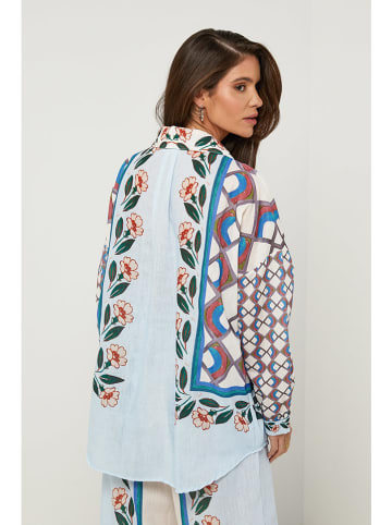 Rodier Lin Linnen blouse lichtblauw/wit