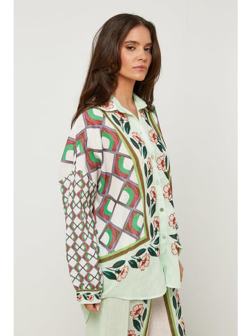 Rodier Lin Linnen blouse lichtgroen/wit