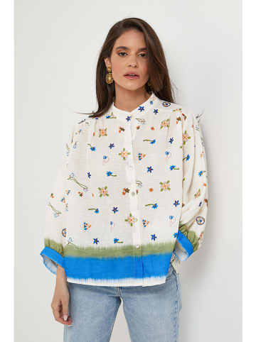 Rodier Lin Leinen-Bluse in Weiß/ Blau