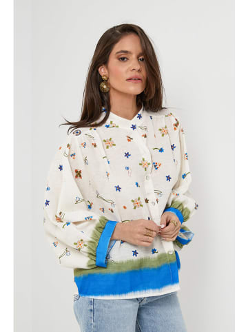 Rodier Lin Linnen blouse wit/blauw