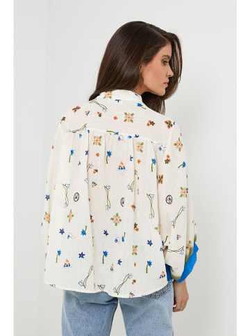 Rodier Lin Leinen-Bluse in Weiß/ Blau