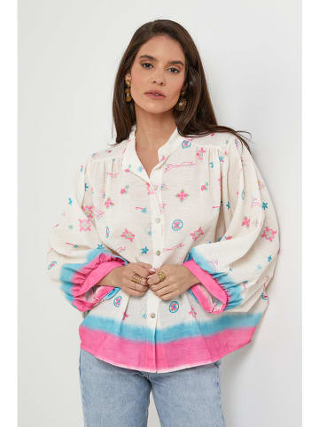 Rodier Lin Leinen-Bluse in Weiß/ Pink