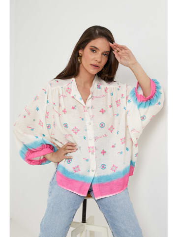 Rodier Lin Leinen-Bluse in Weiß/ Pink