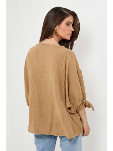 Rodier Lin Leinen-Bluse in Camel