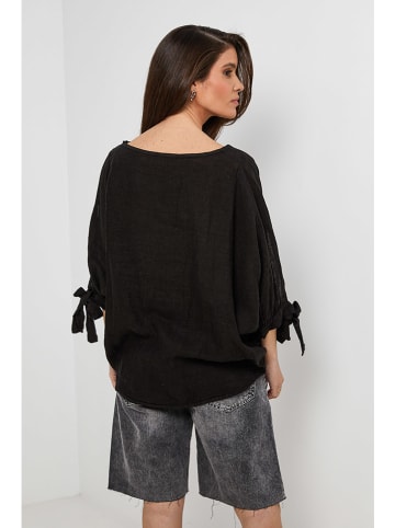 Rodier Lin Leinen-Bluse in Schwarz