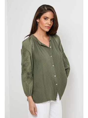 Rodier Lin Leinen-Bluse in Khaki