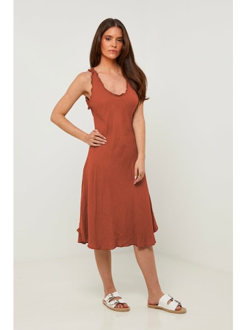 Rodier Lin Leinen-Kleid in Hellbraun