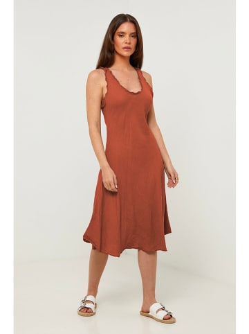 Rodier Lin Leinen-Kleid in Hellbraun
