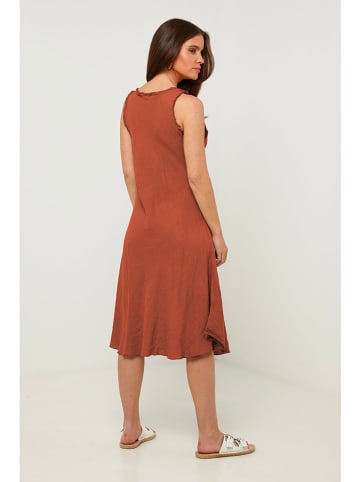 Rodier Lin Leinen-Kleid in Hellbraun