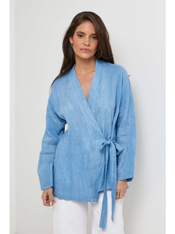 Rodier Lin Leinen-Cardigan in Hellblau
