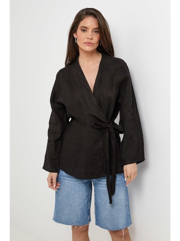 Rodier Lin Leinen-Cardigan in Schwarz