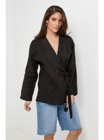 Rodier Lin Leinen-Cardigan in Schwarz
