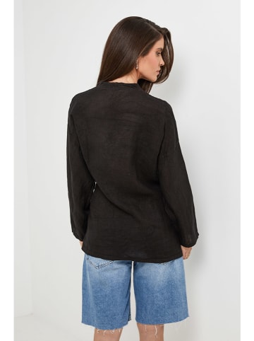 Rodier Lin Leinen-Cardigan in Schwarz