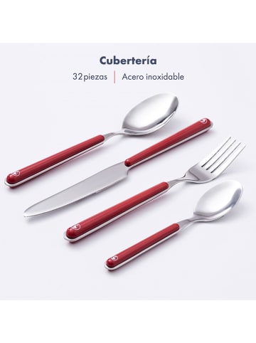 El Ganso 32tlg. Besteck-Set in Silber/ Rot