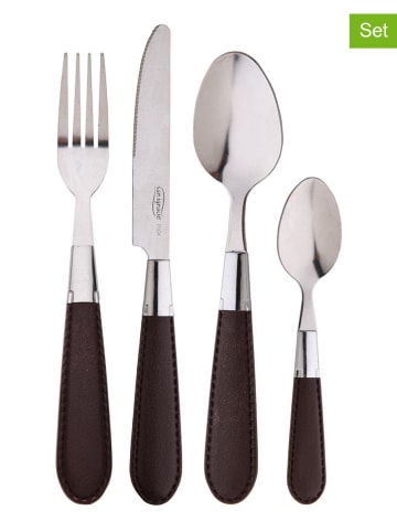 Bergner 24tlg. Besteck-Set in Silber/ Braun