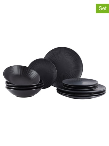Bergner 12tlg. Geschirrset in Schwarz
