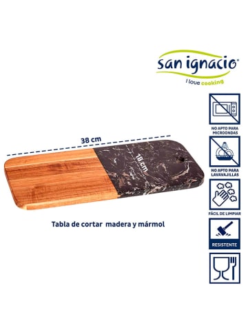 San ignacio Snijplank lichtbruin/zwart - (L)38 x (B)18 cm