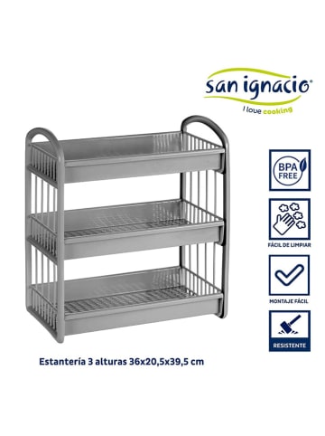 San ignacio Standregal in Grau - (B)36 x (H)20,5 x (T)39,5 cm