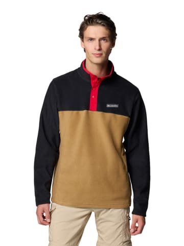 Columbia Fleecepullover "Steens Mountain II" in Schwarz/ Hellbraun/ Rot