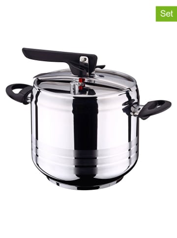 Bergner 2tlg. Schnellkochtopf-Set "San Ignacio" in Silber/ Schwarz - Ø 22 cm