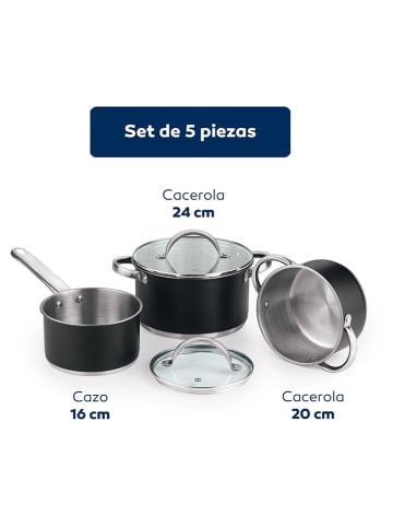 Bergner 5-częściowy zestaw w kolorze srebrno-czarnym