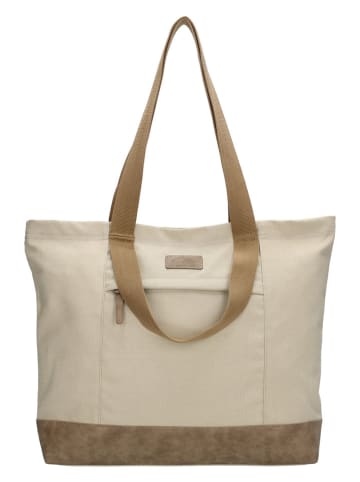 Beagles Shopper bag "Mount Fuji" w kolorze beżowym - 47 x 38 x 14 cm