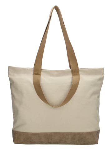 Beagles Shopper bag "Mount Fuji" w kolorze beżowym - 47 x 38 x 14 cm