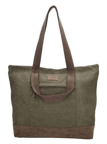 Beagles Shopper bag "Mount Fuji" w kolorze khaki - 47 x 38 x 14 cm